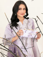 Mulan By Tawakkal – Elegant Lavender Embroidered Organza Suit