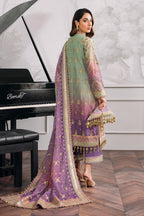 Back on Demand! Baroque stitched Chiffon Suit with Silk Trouser