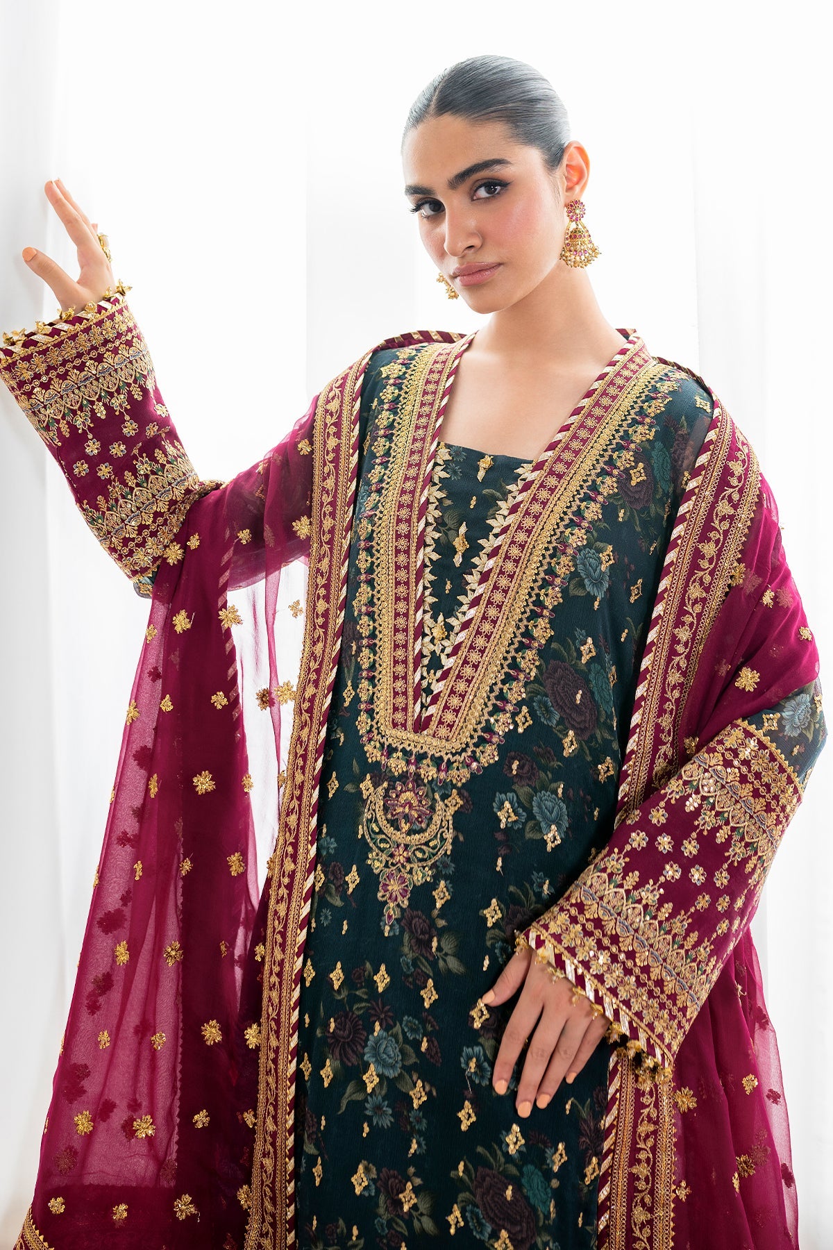 3  Piece Stitched Chiffon and silk suit