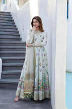 03-Piece Lawn Frock With Organza Dupatta