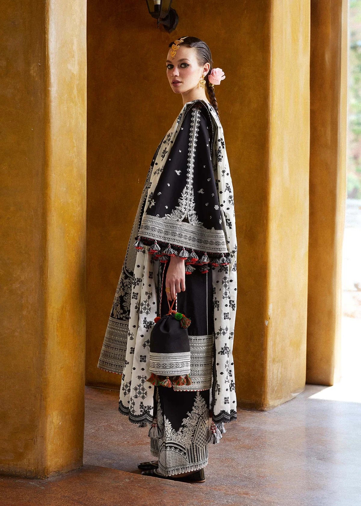 03-Piece Cotton Suit With Embroidery - Ready To Wear