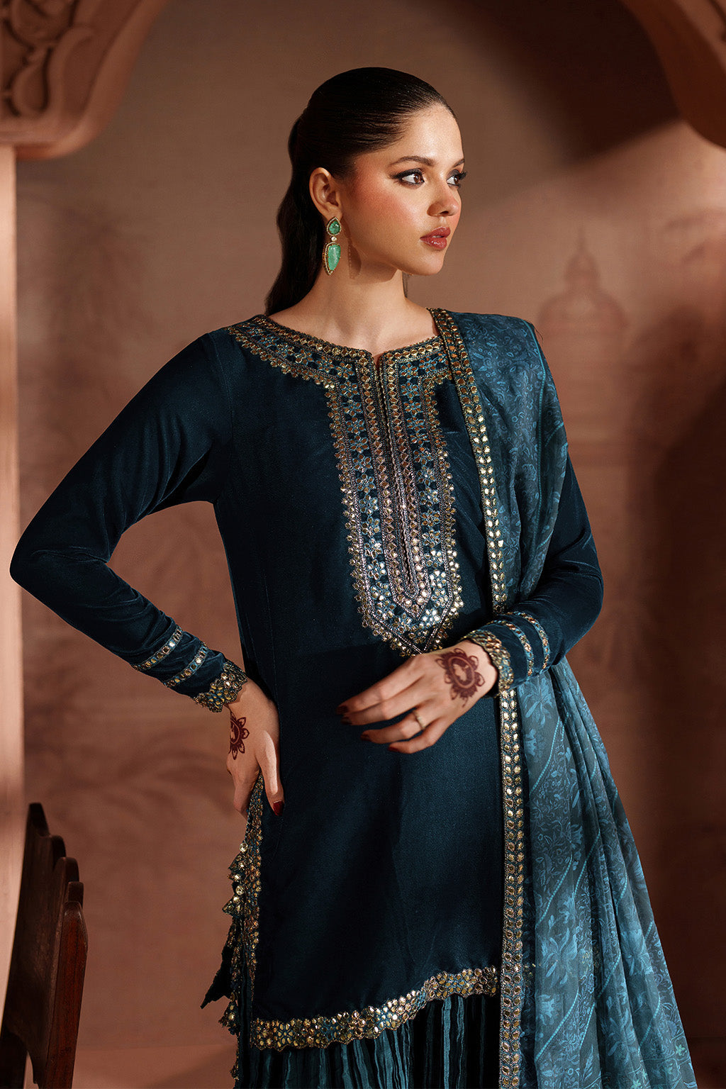 3  Piece Stitched Velvet Suit - Ready to  Wear