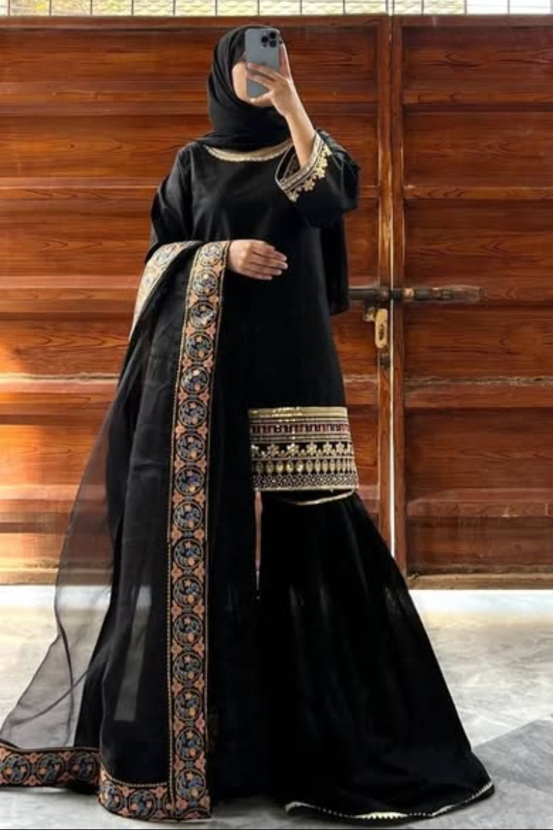 03-Piece Garara Shirt - Ready To Wear