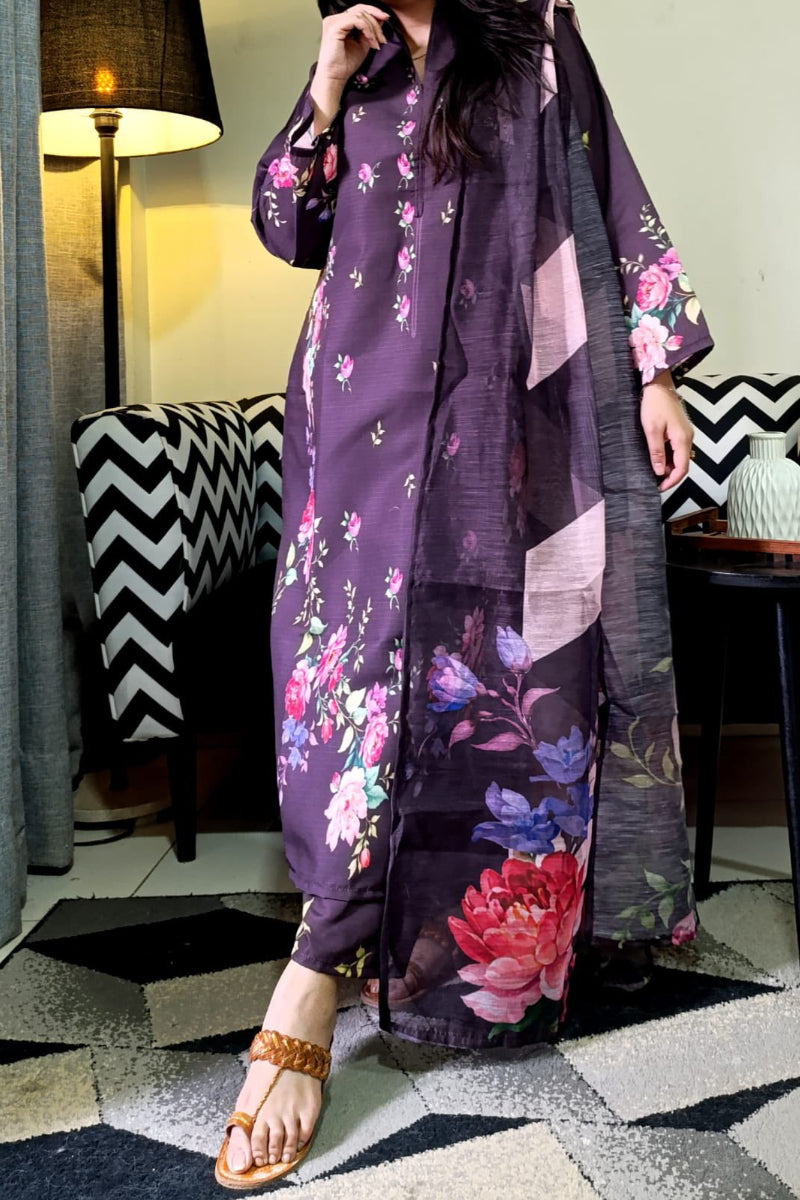 03-Piece Swiss Lawn Suit - Ready To Wear