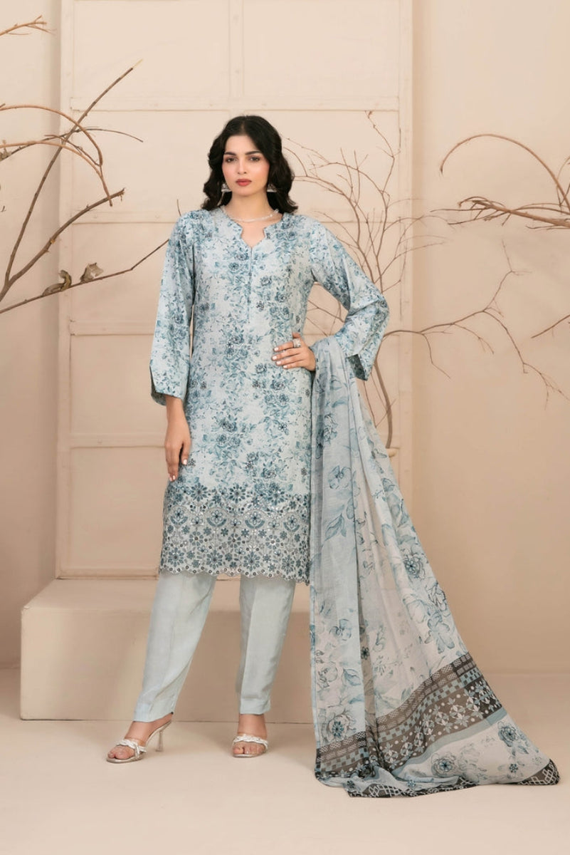 3 Piece Stitched Lawn Suit  – Alvira By Tawakkal Fabrics