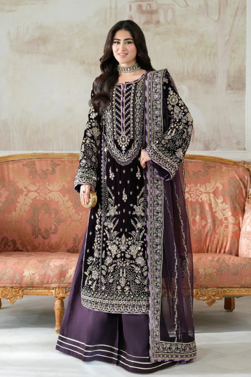 3 Piece Stitched Valvet Suit  - Ready to Wear