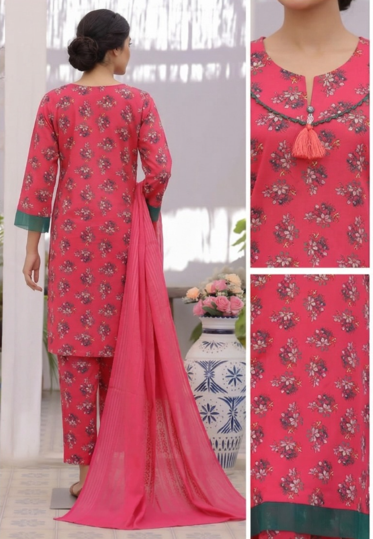 03-Piece Printed Lawn Suit - Ready TO Wear
