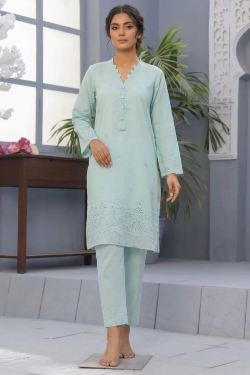 02-Piece Lawn Suit With Embroidery - Ready To Wear
