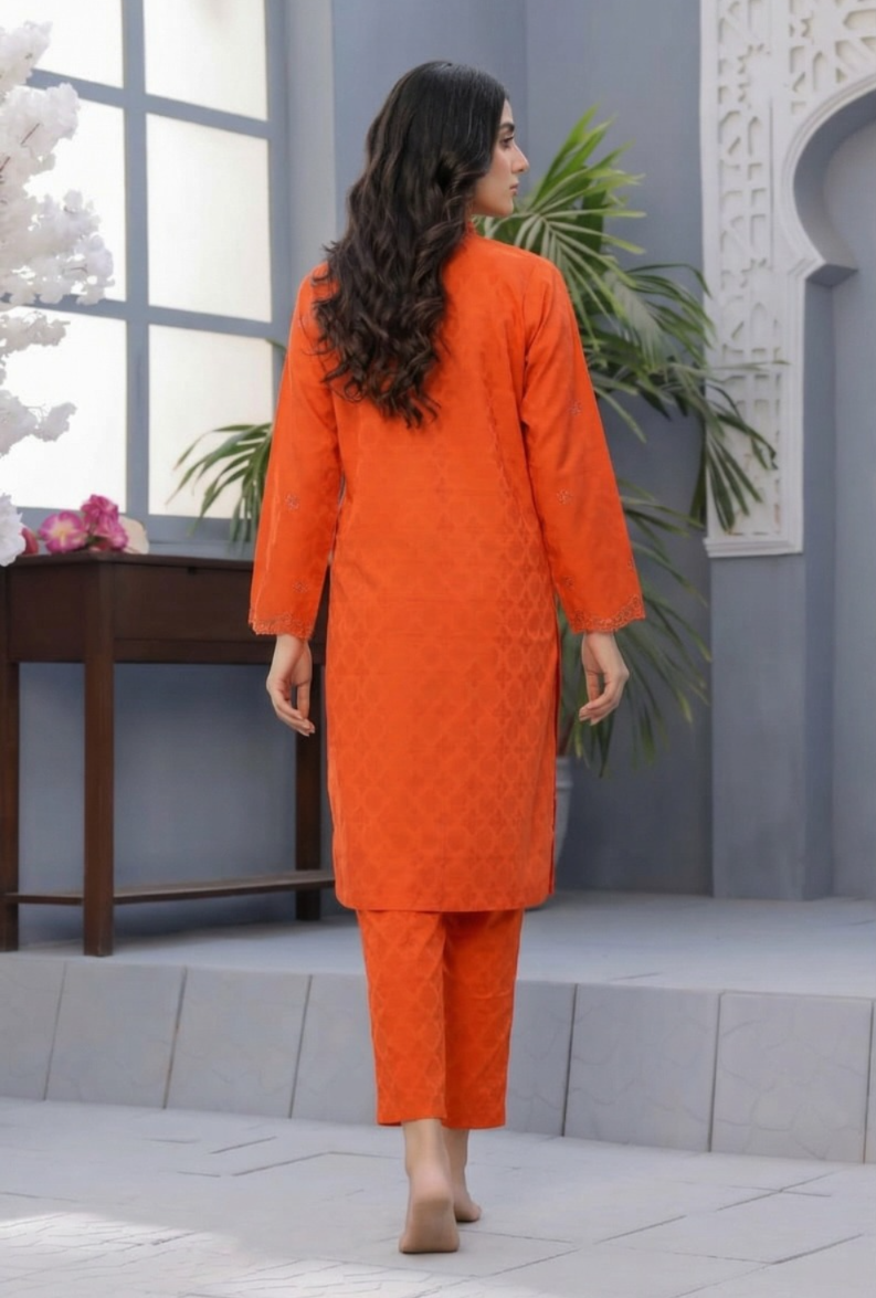 02-Piece Lawn Suit With Embroidery - Ready To Wear