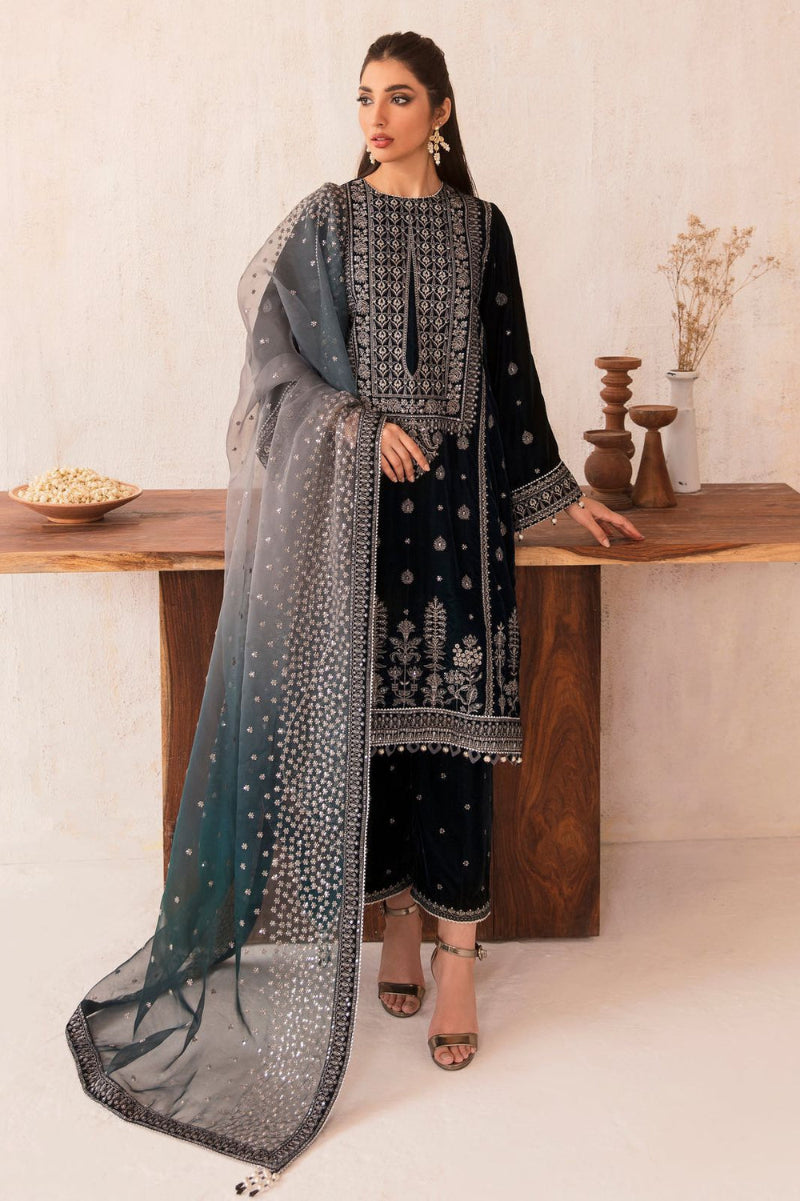 3 Piece  Stitched Valvet  Suit - Ready to Wear