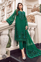 . Stitched Chiffon | Emerald Green Regular