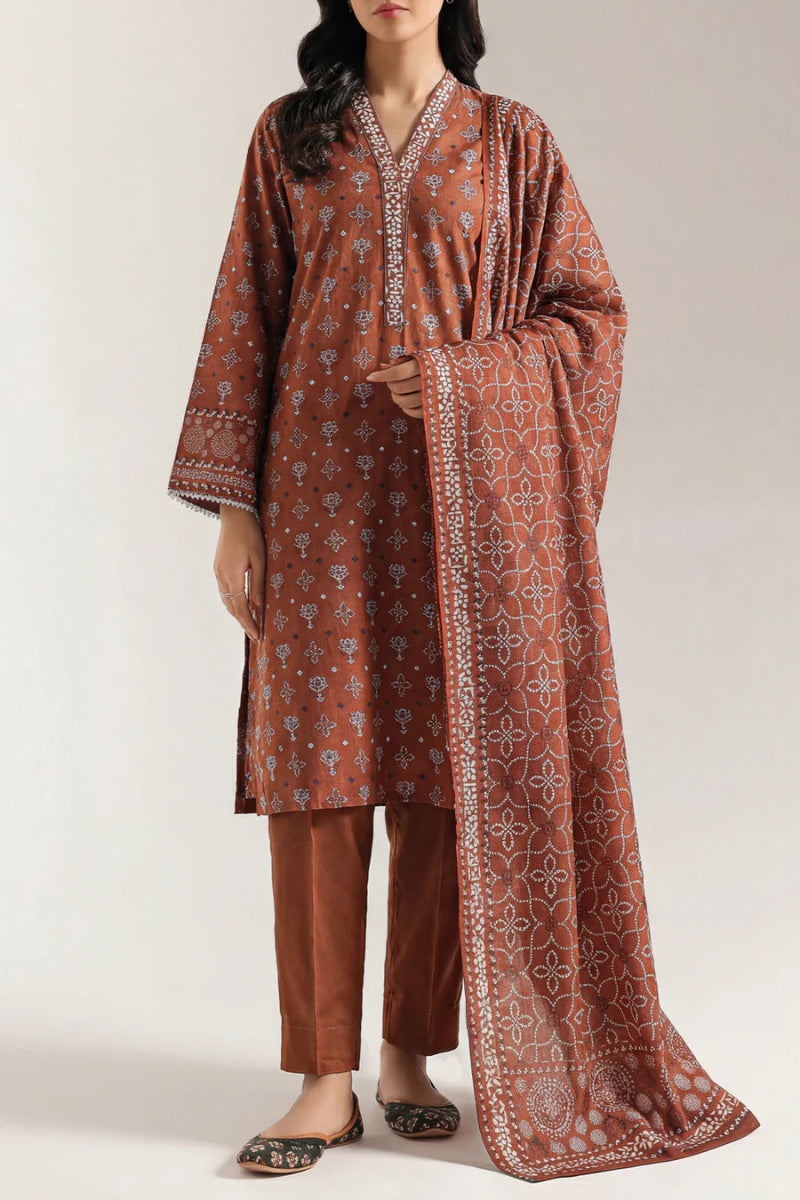 03-Piece Printed Lawn Suit - Ready To Wear