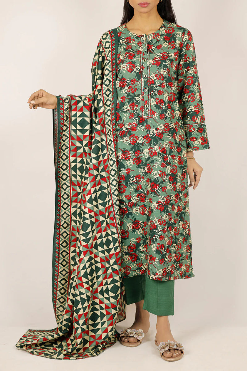 03-Piece Printed Lawn Suit - Ready To Wear