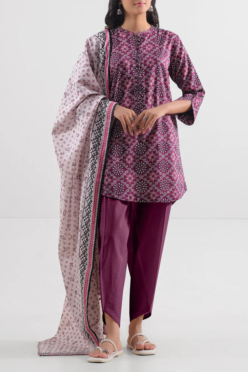 03-Piece Printed Lawn Suit - Ready To Wear