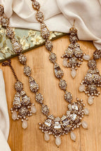 Elegant Long Mala Necklace Set with Mother of Pearl