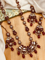 Elegant Long Mala Necklace Set with Mother of Pearl