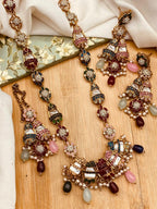 Elegant Long Mala Necklace Set with Mother of Pearl