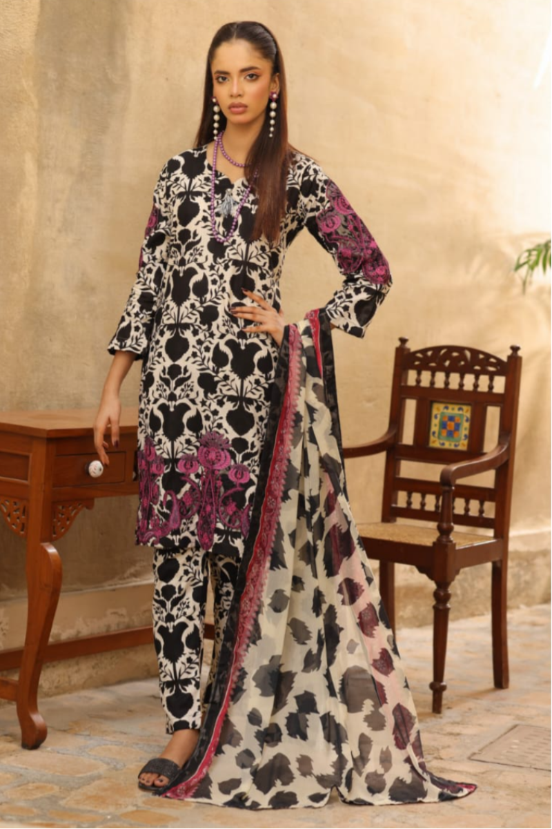 03-Piece Printed Lawn Suit - Ready To Wear