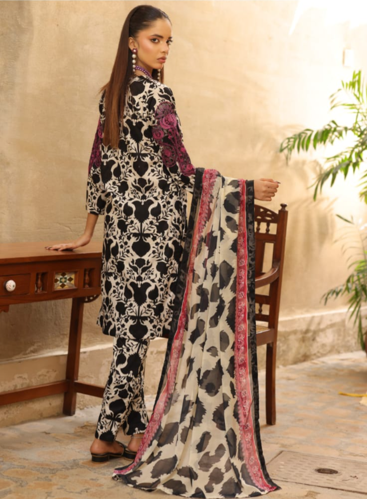 03-Piece Printed Lawn Suit - Ready To Wear