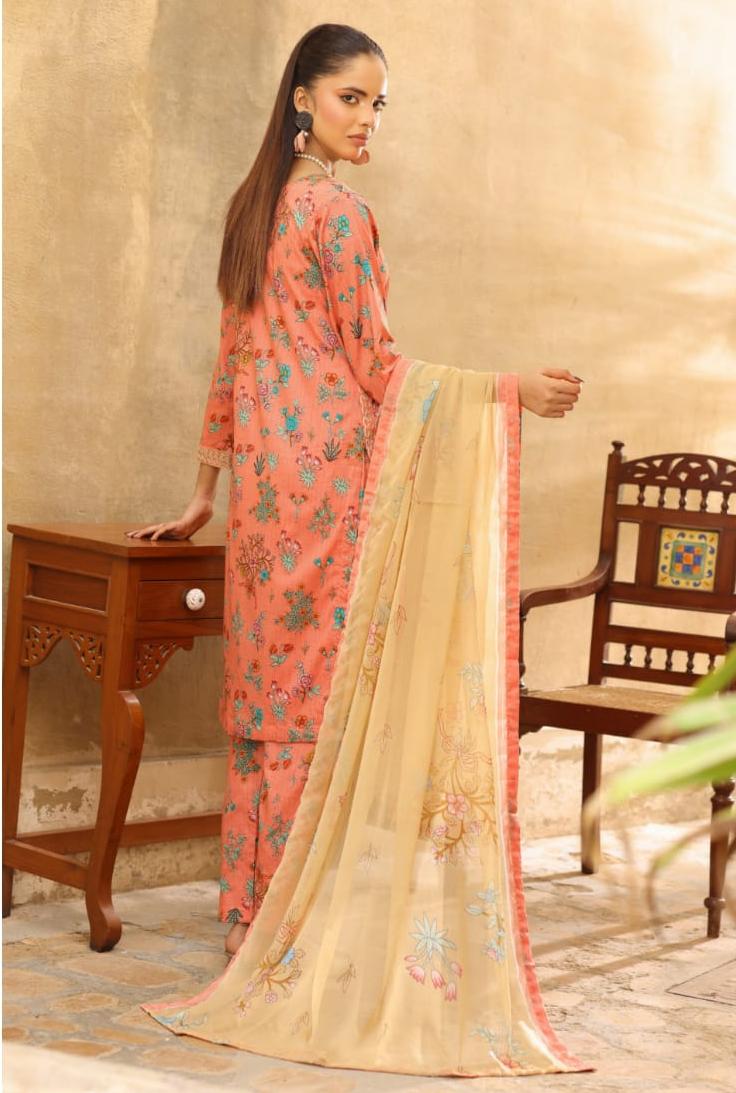 03-Piece Printed Lawn Suit - Ready To Wear