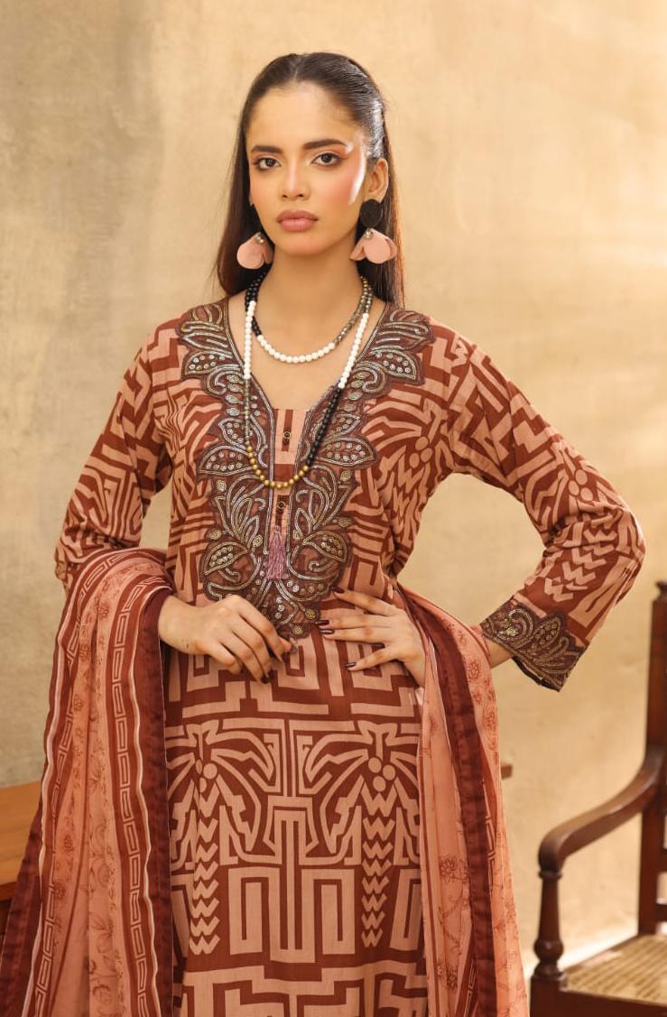 03-Piece Printed Lawn Suit - Ready To Wear