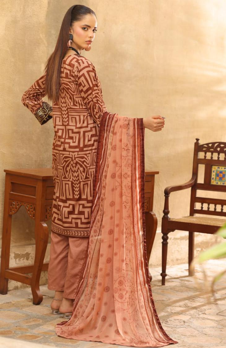 03-Piece Printed Lawn Suit - Ready To Wear