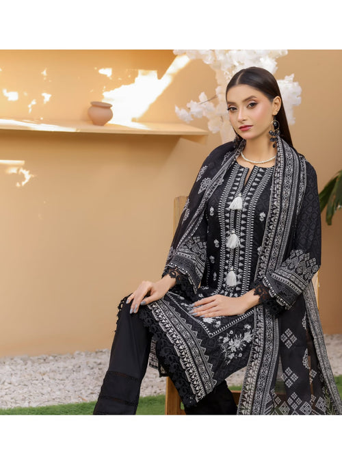 03-Piece Lawn Suit With Embroidery - Ready To Wear