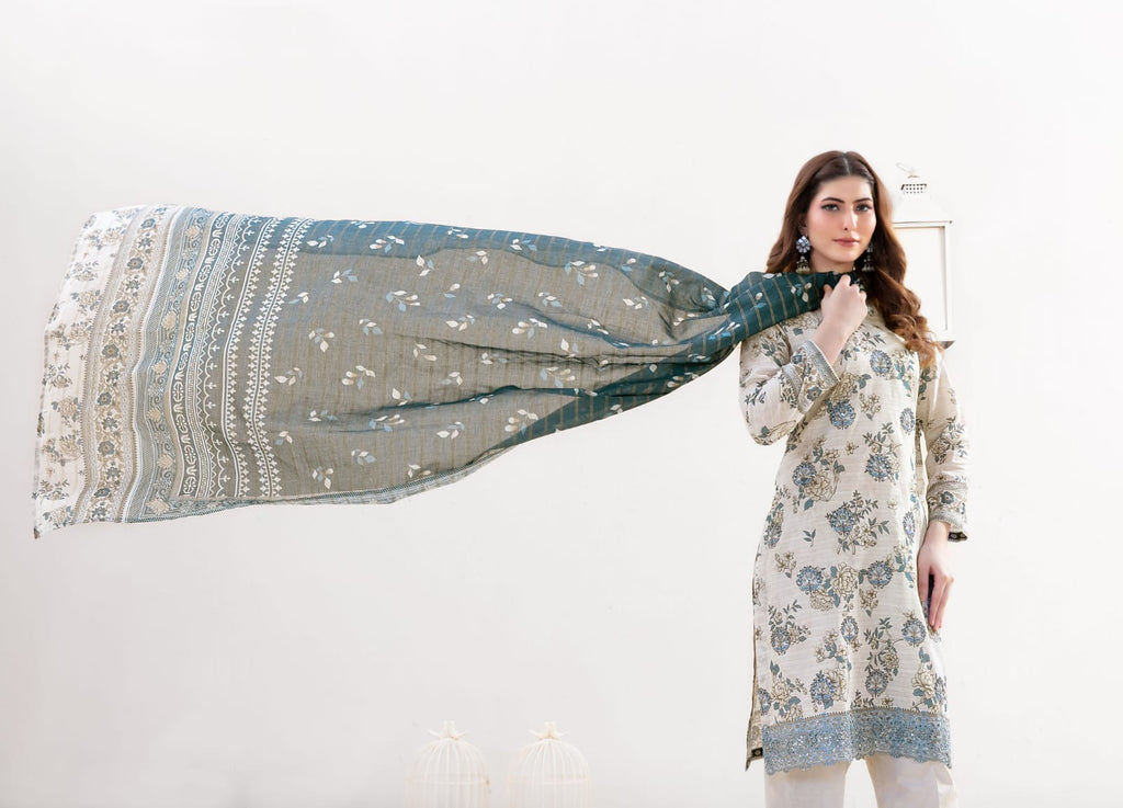 03-Piece Printed Lawn Sit - Ready To Wear
