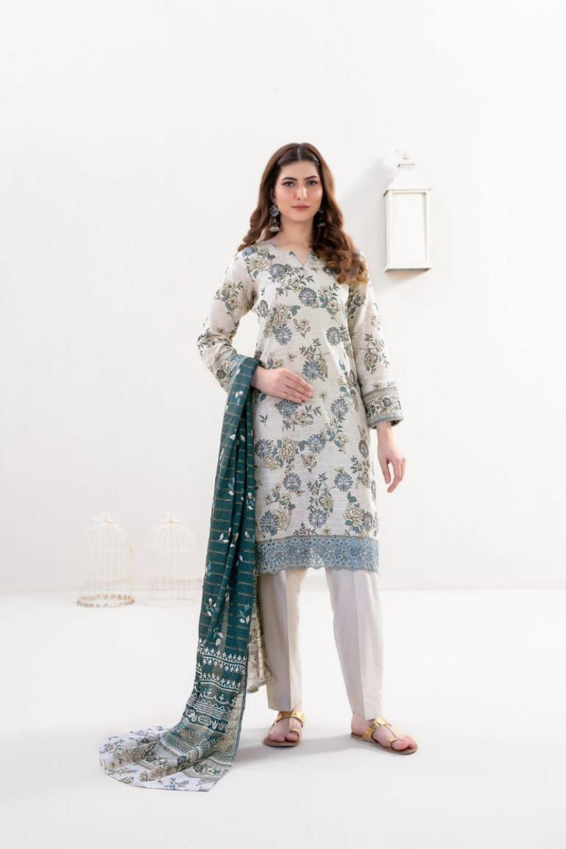 03-Piece Printed Lawn Sit - Ready To Wear