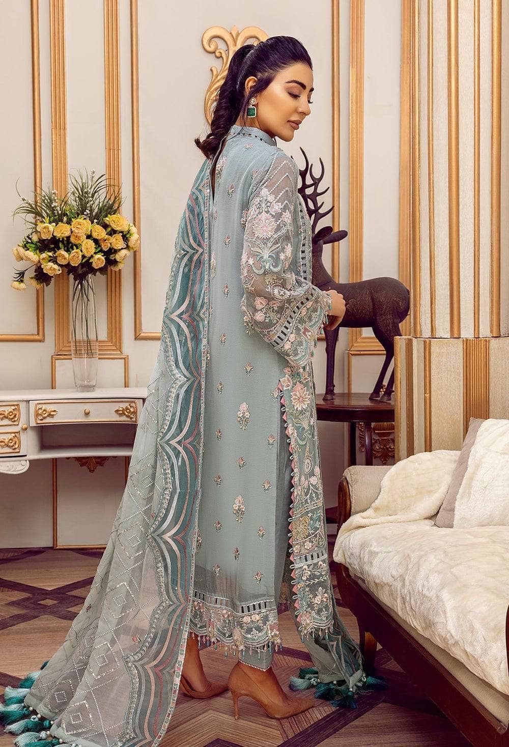 03-Piece Chiffon Suit With Embroidery - Ready To Wear