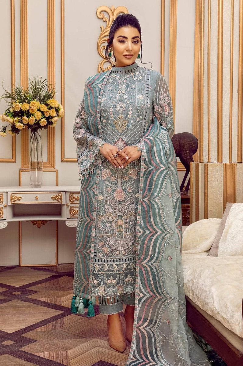 03-Piece Chiffon Suit With Embroidery - Ready To Wear