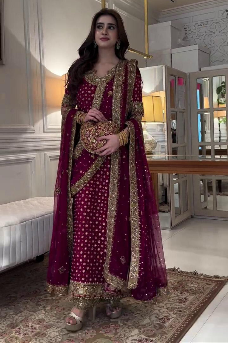 03-Piece Chiffon Suit With Adda Work Embroidery | Ready To Wear