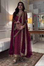 03-Piece Chiffon Suit With Adda Work Embroidery | Ready To Wear