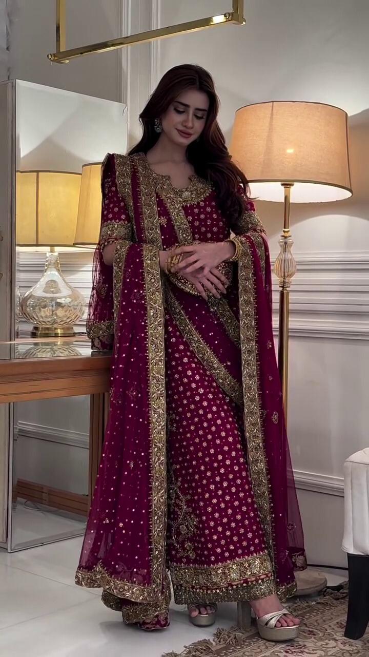 03-Piece Chiffon Suit With Adda Work Embroidery | Ready To Wear