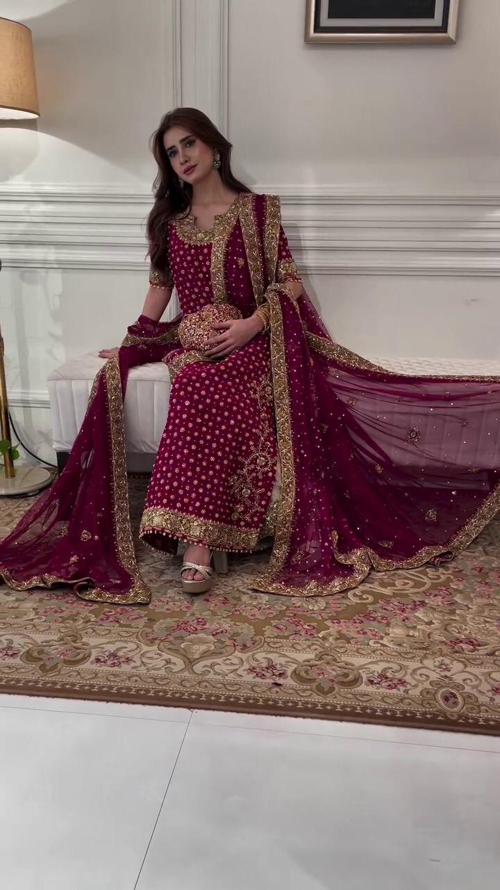 03-Piece Chiffon Suit With Adda Work Embroidery | Ready To Wear