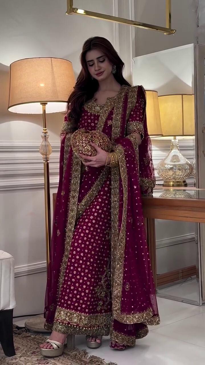03-Piece Chiffon Suit With Adda Work Embroidery | Ready To Wear