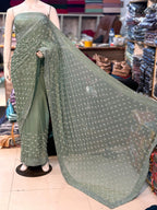 Chiffon Saree With Korean Stones & Pulse Work