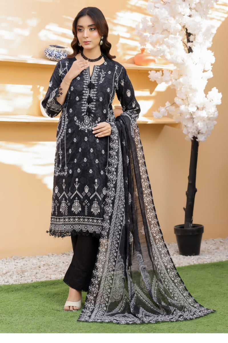 03-Piece Lawn Suit With Embroidery - Ready To Wear