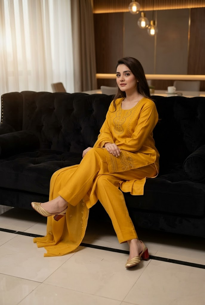 03-Piece Chikankari Embroidered Suit | Ready To Wear