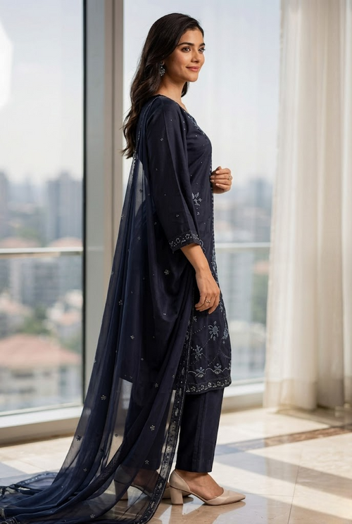 03-Piece Chikankari Embroidered Suit | Ready To Wear