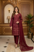 03-Piece Chikankari Embroidered Suit | Ready To Wear