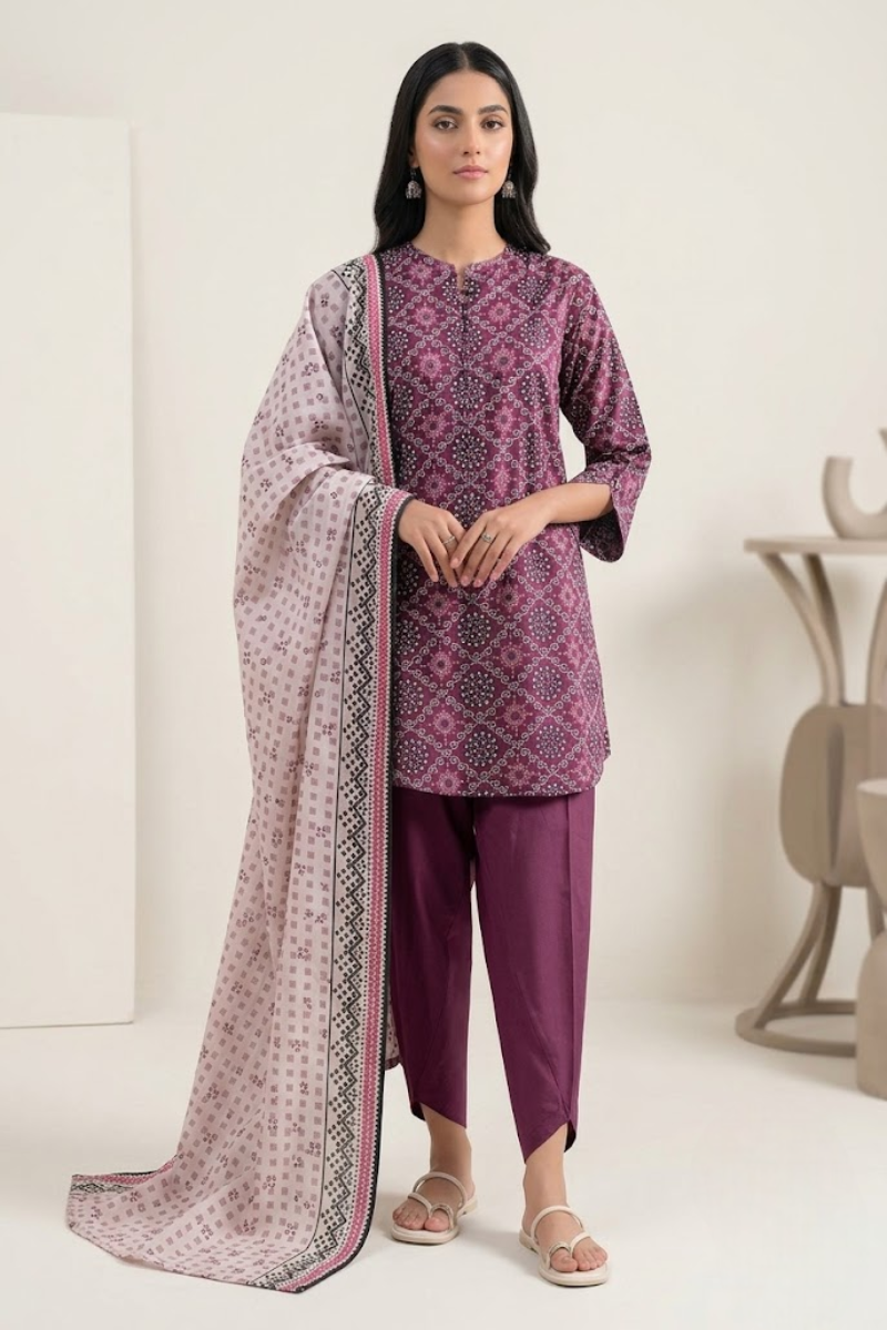 03-Piece Printed Lawn Suit - Ready To Wear