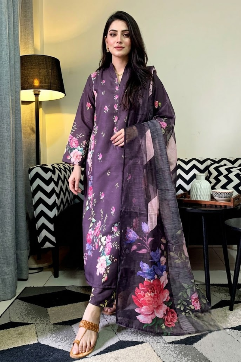 03-Piece Swiss Lawn Suit - Ready To Wear
