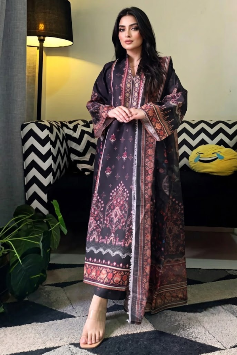 03-Piece Swiss Lawn Suit - Ready To Wear