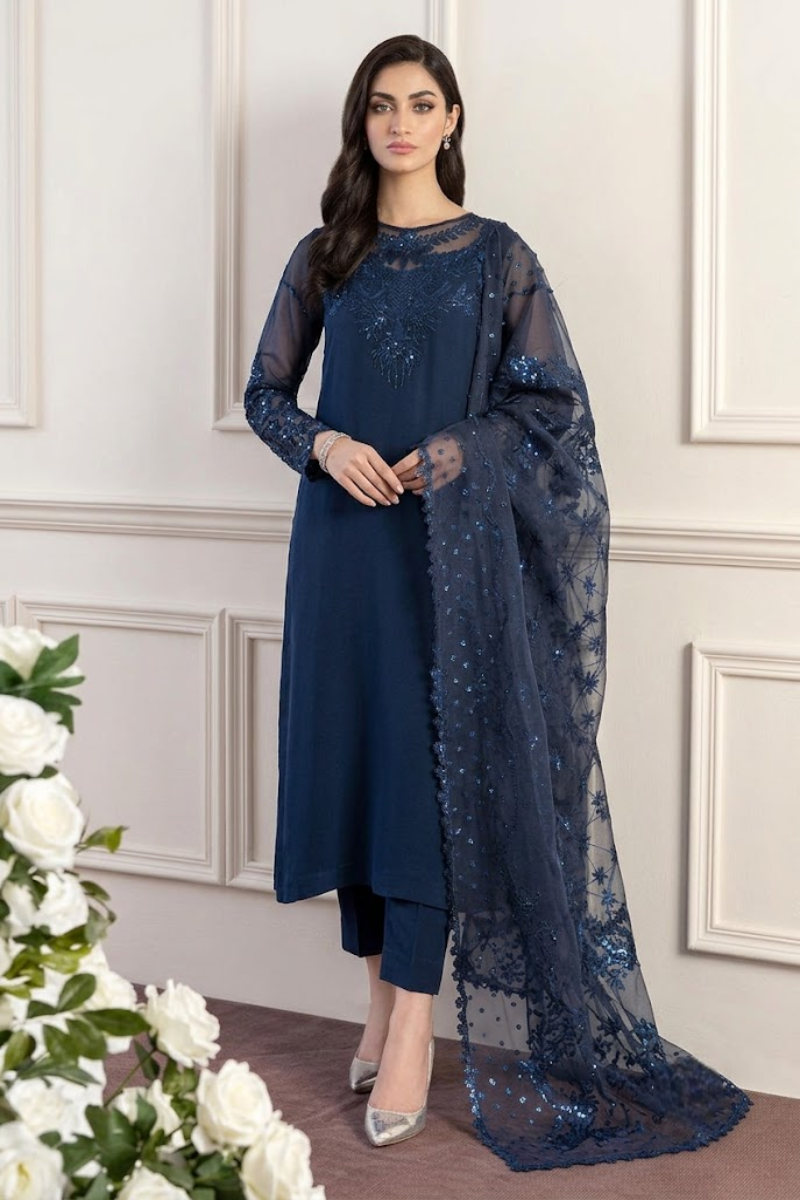 3 Piece Stitched Chiffon • Organza  & Silk   Suit - Ready to  Wear