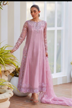 Luxury Pakistani Embroidered Chiffon Dress | Lavender 3-Piece Formal Festive Wear