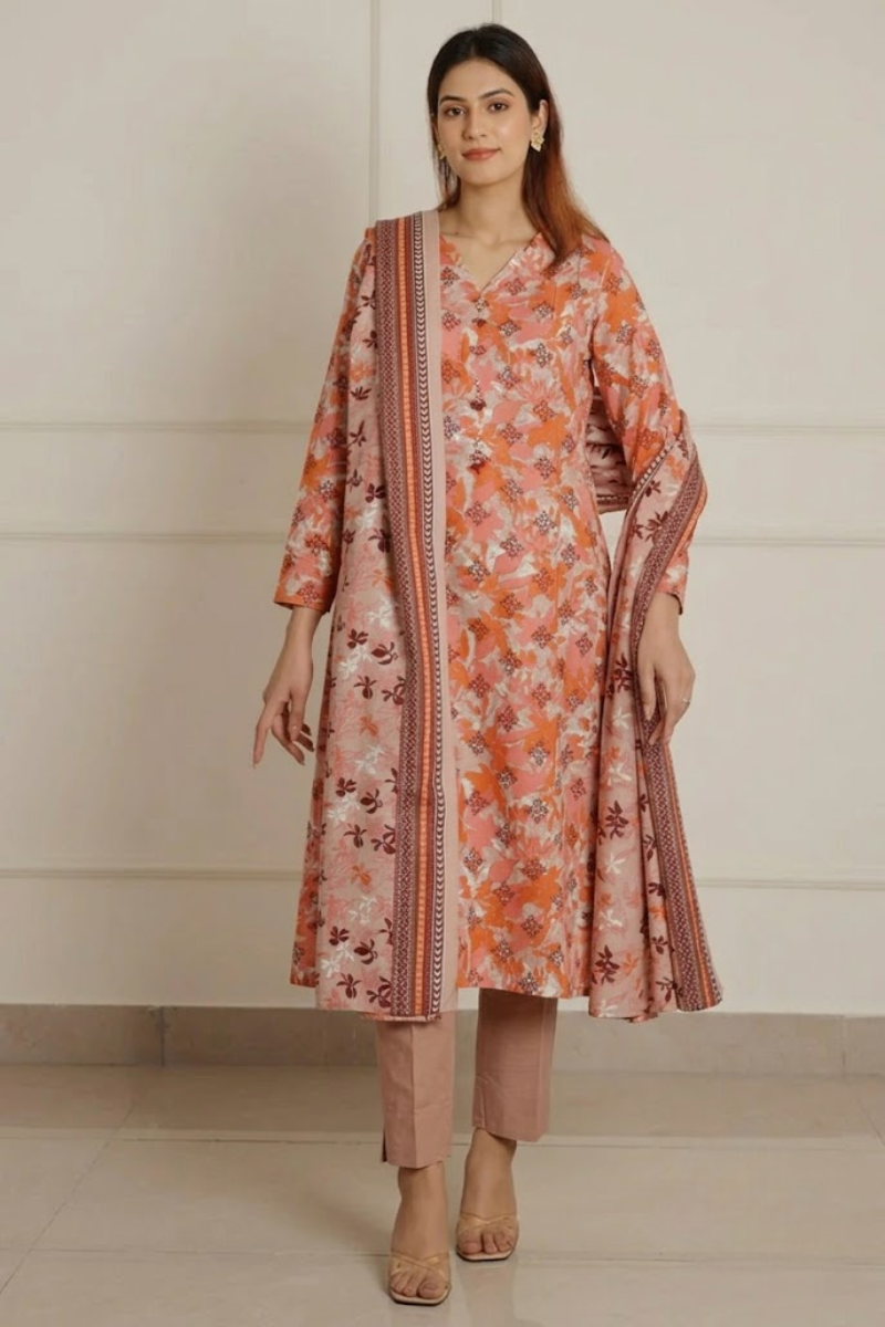 03-Piece Printed Lawn Suit - Ready To Wear