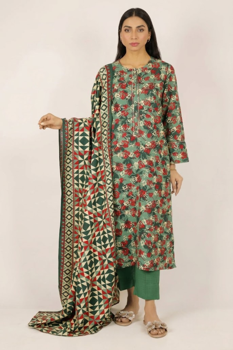 03-Piece Printed Lawn Suit - Ready To Wear