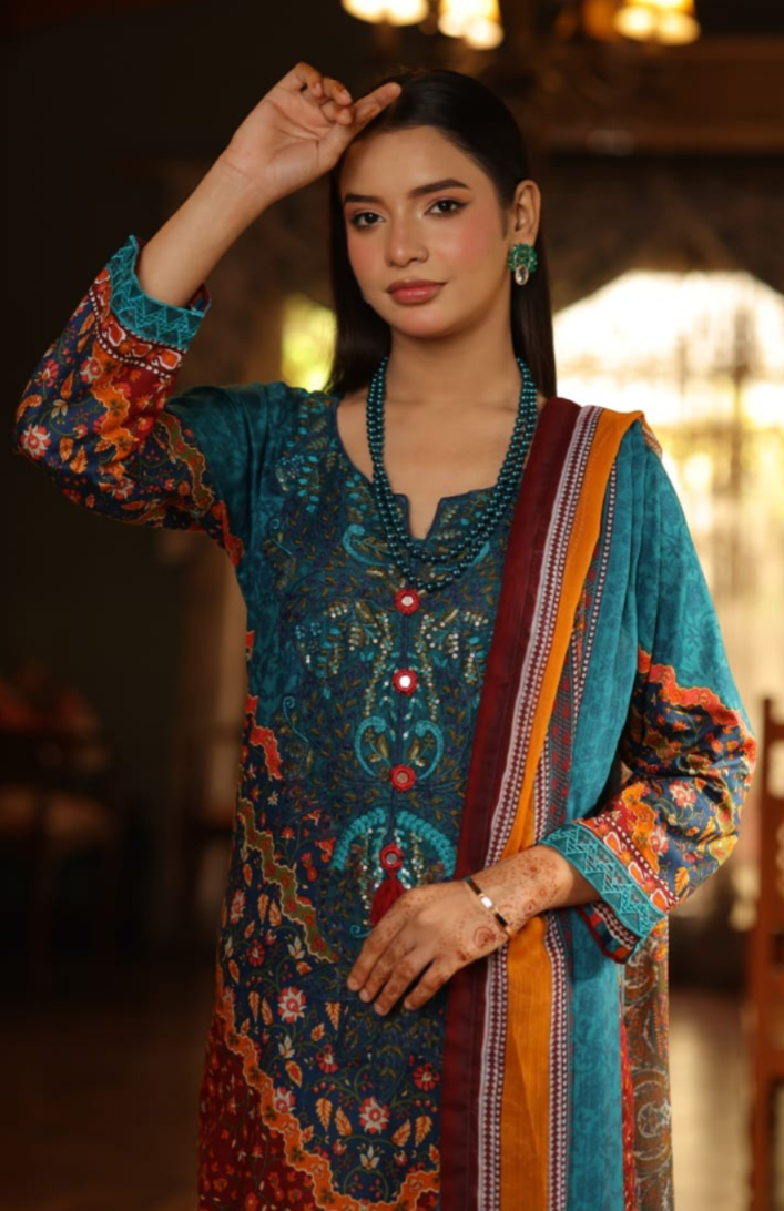 03-Piece Printed Lawn Suit - Ready To Wear