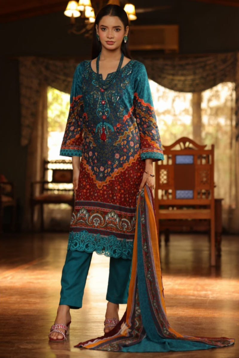 03-Piece Printed Lawn Suit - Ready To Wear
